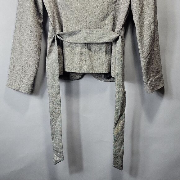 The Limited Gray Brown Wool Ruffle Collar Belted Blazer Jacket - Size Medium - Picture 11 of 13